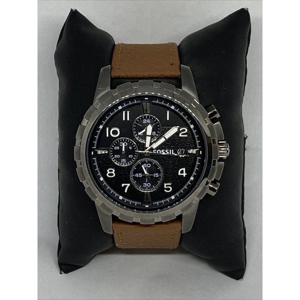 Fossil Dean FS4721 Mens Brown Leather Analog Black